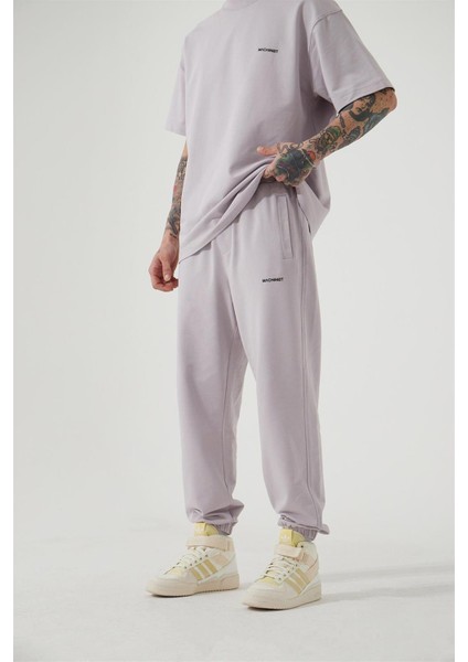 Relaxed Basıc Paça Lastikli Jogger Eşofman Gri