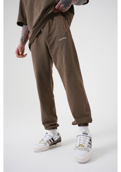 Relaxed Yıkamalı Luxury Basıc Jogger Eşofman Kahve fırsatları