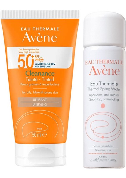 Cleanance SPF50+ Renkli Güneş Kremi 50 ml - Avene Termal Su 50 ml