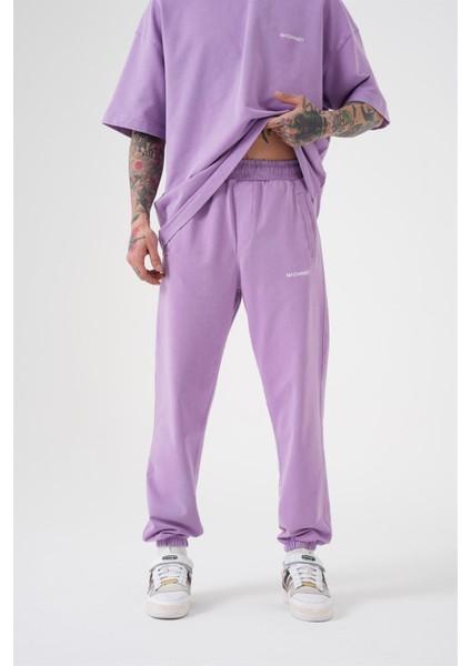 Relaxed Yıkamalı Luxury Basıc Jogger Eşofman Lila