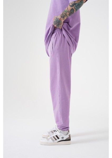 Relaxed Yıkamalı Luxury Basıc Jogger Eşofman Lila