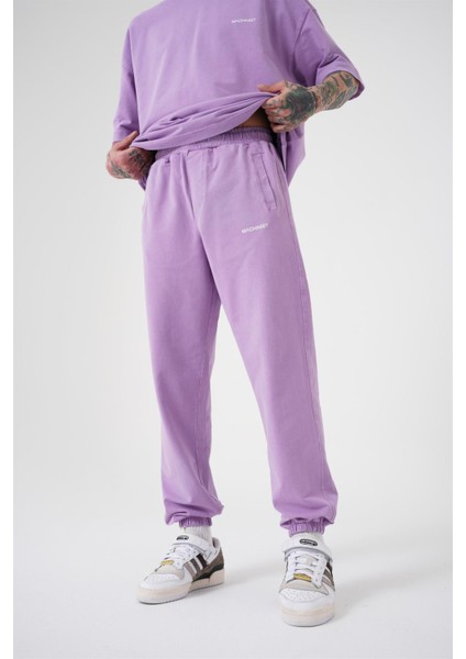 Relaxed Yıkamalı Luxury Basıc Jogger Eşofman Lila