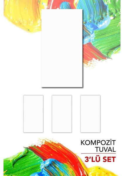 9X17 cm Pres Kompozit Tuval 3'lü Set