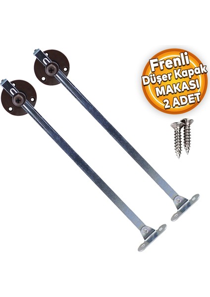 Düşer Kapak Makası Frenli Dolap Çekmece Metal 23 cm Sessiz Açma Kapama Amortisör Piston Koyu Kahve Bar (2 Adet)