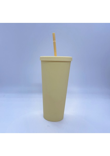 720ML Saman Kupası Kahve Kupası Yeniden Kullanılabilir Kupa Kapaklı (Yurt Dışından)