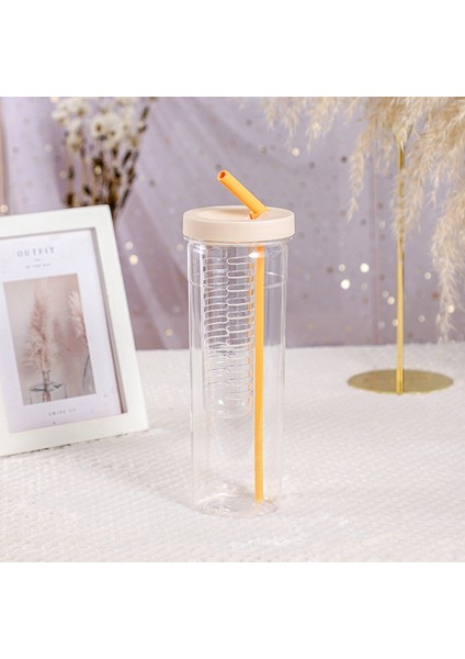 700ML Saman Kupası Şeffaf Limon Suyu Filtresi Sevimli Kız Içme Suyu Şişesi (Yurt Dışından)