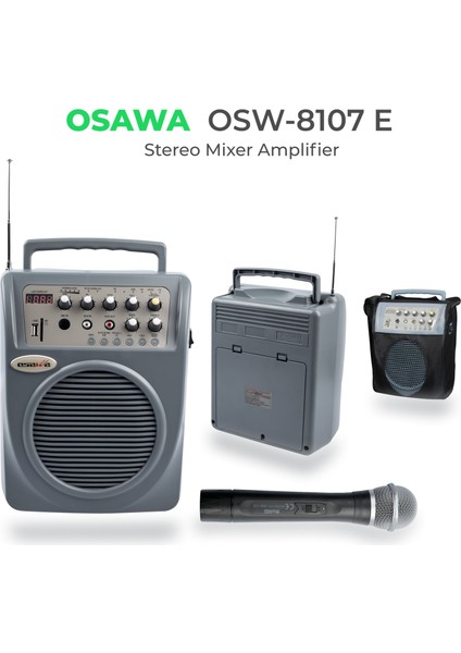 OSW-8107 E 50W Taşınabilirtelsiz Mixer Anfi