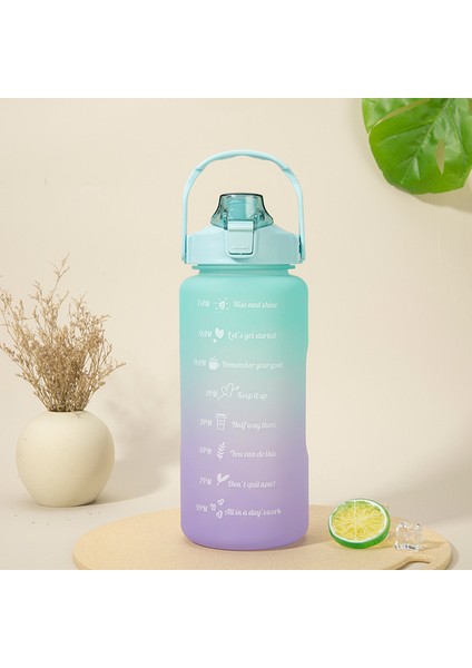 2 Litre Kapasiteli Su Şişesi, Renkli El Destekli Aksesuarlarla Saman Gradyanlı Büyük Plastik Bardakları Işaretleme Zaman Getirin (Yurt Dışından)