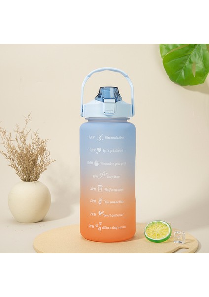 2 Litre Kapasiteli Su Şişesi, Renkli El Destekli Aksesuarlarla Saman Gradyanlı Büyük Plastik Bardakları Işaretleme Zaman Getirin (Yurt Dışından)