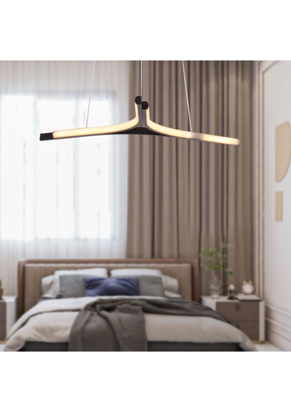 Simon Mat Siyah Boyalı 30 Watt LED 300K Salon Oturma Odası Genç Odası Ledli Avize