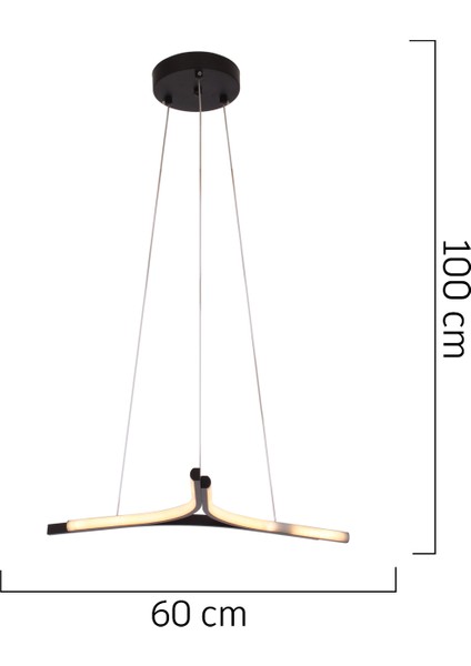 Simon Mat Siyah Boyalı 30 Watt LED 300K Salon Oturma Odası Genç Odası Ledli Avize