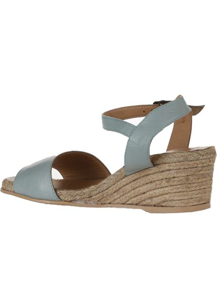 Turkuaz Deri Kadın Dolgu Topuklu Espadril Sandalet 01WS10304 indirimleri