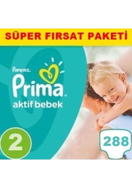 Bebek Bezi 2 Beden Aktif Bebek Fırsat Paketi (4*72) 288 Adet