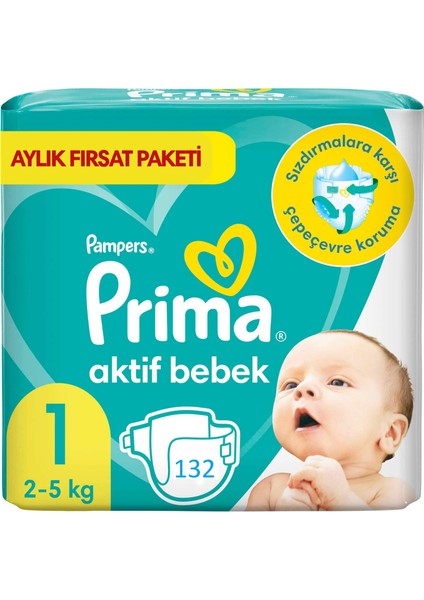 Bebek Bezi Aktif Bebek 1 Beden Süper Fırsat Paketi 132 Adet
