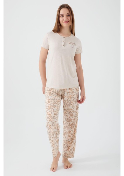 8521 Tropical Vibes Kadın Kısa Kol Pijama Takım