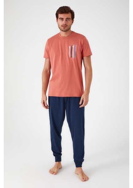 3019 Afterwave Erkek Kısa Kol Pijama Takım