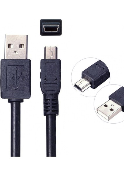 Mini USB 5pin V3 Kablo Mp3 Harici Hardisk Dijital Fotoğraf Makinesi Şarj ve Data Aktarımı