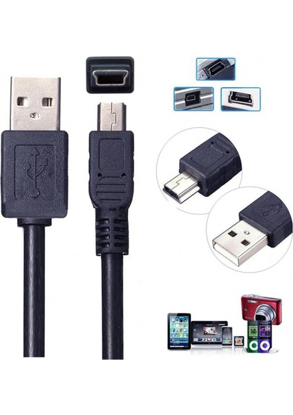 Mini USB 5pin V3 Kablo Mp3 Harici Hardisk Dijital Fotoğraf Makinesi Şarj ve Data Aktarımı fırsatları