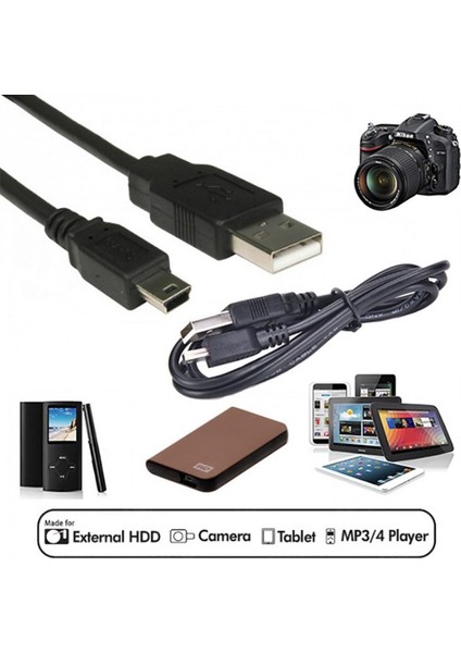 Mini USB 5pin V3 Kablo Mp3 Harici Hardisk Dijital Fotoğraf Makinesi Şarj ve Data Aktarımı indirimleri
