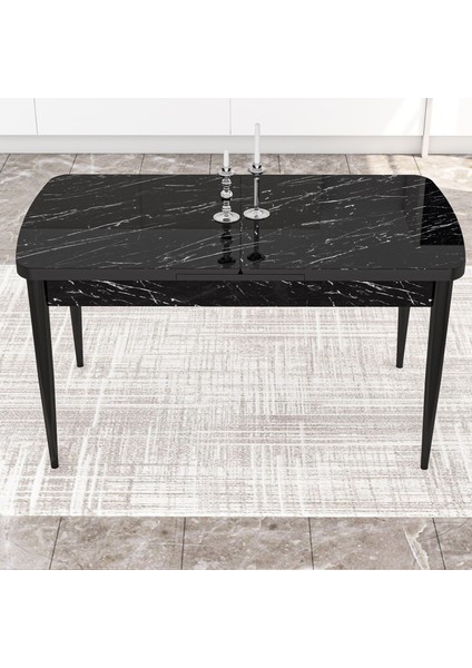 Concept Zen Serisi Açılabilir Siyah Mermer Desen Mdf 80X132 Mutfak Masası Takımı 4 Adet Sandalye fiyatları