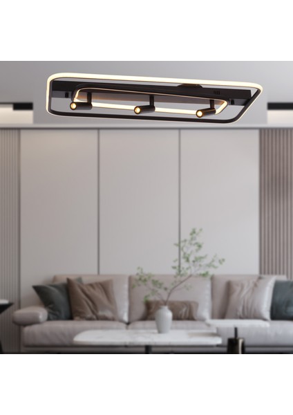 Steve Sıralı Mat Siyah Boyalı 50 Watt 300K Spot Salon Mutfak Genç Odası Yemek Odası Ledli Avize