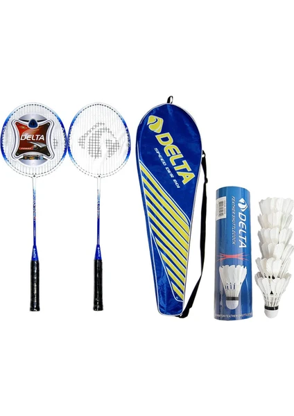 2 Adet Deluxe Tek Parça Badminton Raketi + Çanta + 6 Adet Kaz Tüyü Deluxe Badminton Topu Seti