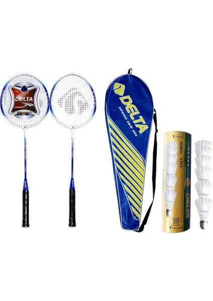 2 Adet Deluxe Tek Parça Badminton Raketi + Çantası + 6 Adet Orta Hız Badminton Topu Seti