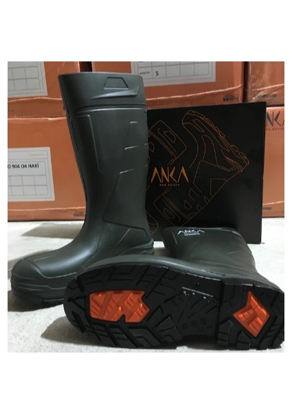 Anka PRO904 Pu Çizme Uzun Haki O4 Çelik Burunsuz