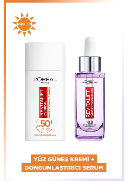 L'oréal Paris Revitalift Clinical Günlük Yüksek Uv Korumalı Yüz Güneş Kremi + Filler %1.5 Saf Hyaluronik Asit  Serum Set