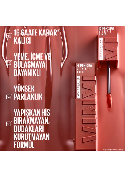 Falsies Surreal Maskara + Maybelline New York Super Stay Vinyl Ink Uzun Süre Kalıcı Likit Parlak Ruj 100 Charmed indirimleri