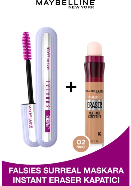 Falsies Surreal Maskara + Instant Anti Age Eraser Kapatıcı - 02 Nude Set