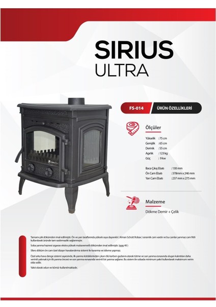 Sirius Ultra Pik Döküm Şömine Soba indirimleri