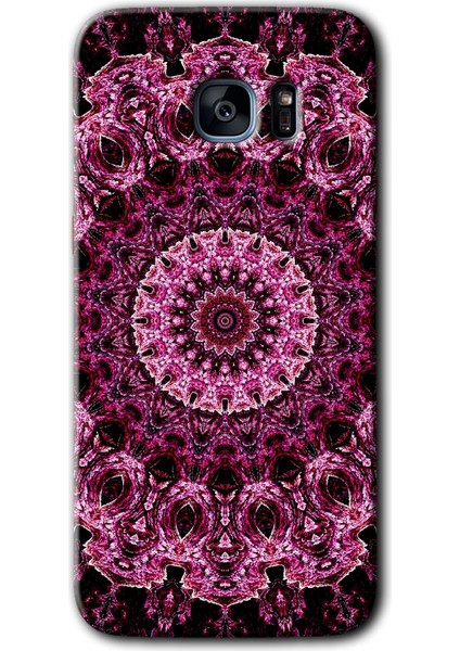 MRC İletişim Samsung Galaxy S7 Edge Kılıf Hd Desen Baskılı Arka Kapak + Temperli Cam - Mandala Patterns Kaleidos