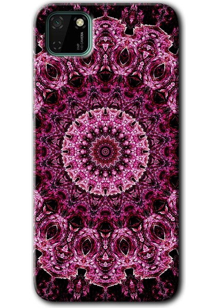 Huawei Y5P Kılıf Hd Desen Baskılı Arka Kapak + Temperli Cam - Mandala Patterns Kaleidoscope