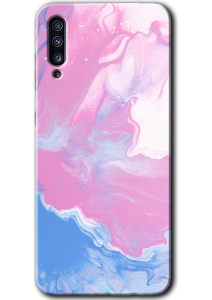 Samsung Galaxy A30S Kılıf Hd Desen Baskılı Arka Kapak + Temperli Cam - Liquid Lekeler Art