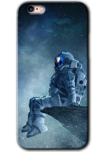 iPhone 6 Plus Kılıf Hd Desen Baskılı Arka Kapak + Temperli Cam - Astronot Yalnızlığı