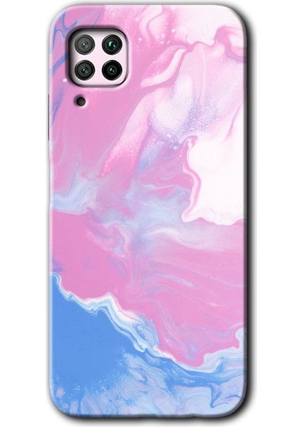 Huawei P40 Lite Kılıf Hd Desen Baskılı Arka Kapak + Temperli Cam - Liquid Lekeler Art