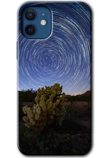 iPhone 12 Kılıf Hd Desen Baskılı Arka Kapak + Temperli Cam - Eclipse Sky