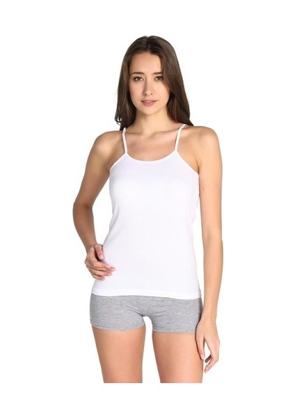 0135 6'lı Paket Pamuk Ribana Ip Askılı Kadın Atlet