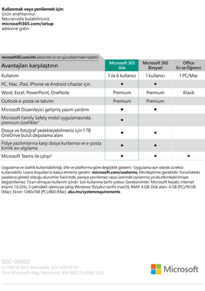 Office 365 Aile Abonelik 1 Yıl Tr Kutu Lisans - (6GQ-01958)