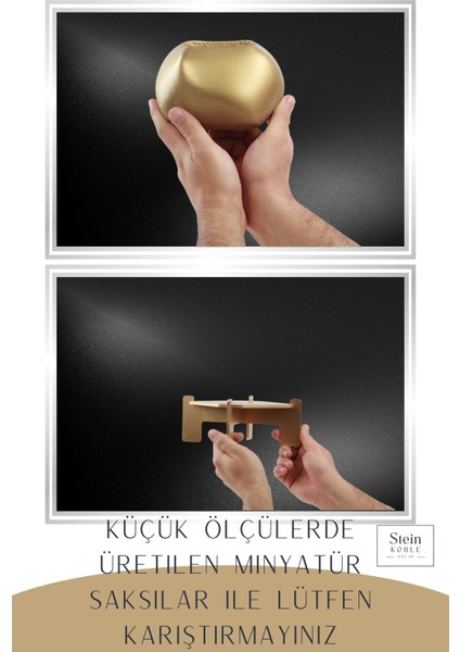 Ayaklı Saksı Ahşap Büyük Boy 3 Adet Altın Renk Uygulamalı Spiral Oval Model