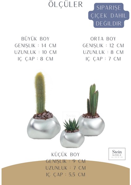 Çiçek Saksısı Büyük Boy 3 Adet Gümüş Renk Uygulamalı Spiral Oval Model
