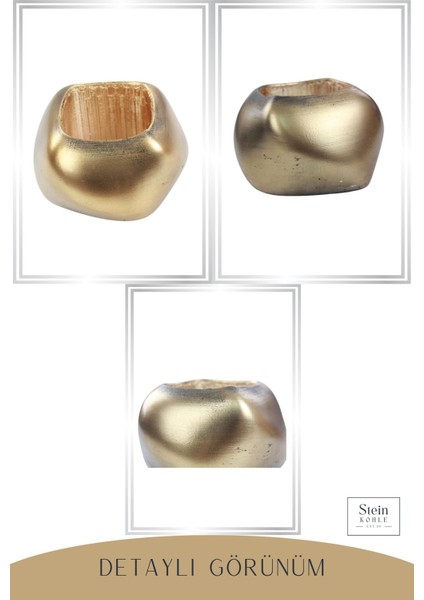 Ayaklı Saksı Ahşap Büyük Boy 1 Adet Altın Renk Eskitme Uygulamalı Spiral Oval Model