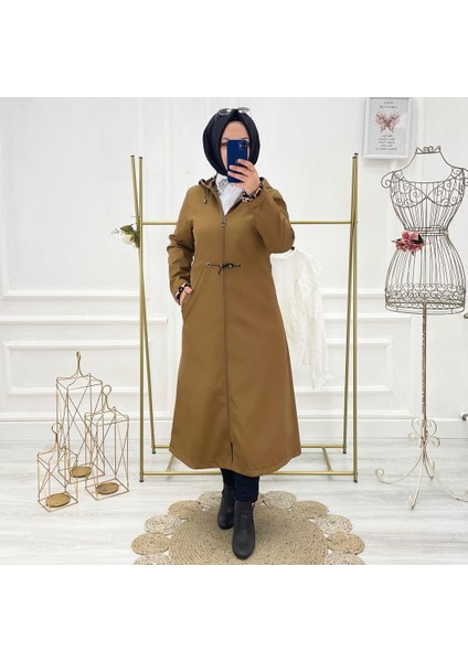 Taba Içi Leopar Desenli ve Kendinden Astarlı Su Geçirmez Kadın Trençkot modelleri