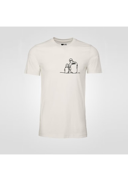 Baba Kız Soyut Tasarım Pamuklu Tişört fiyatları