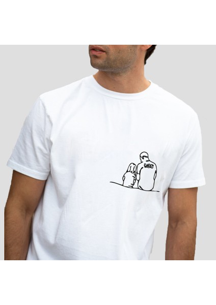 Baba Kız Soyut Tasarım Pamuklu Tişört modelleri