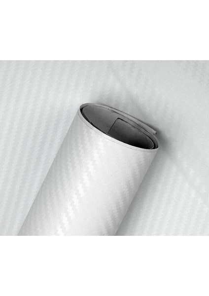 Beyaz Karbon Folyo Hava Kanallı Karbonfiber Folyo 152CM x 1m