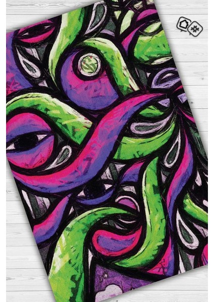 Soyut Graffiti Dokuma Tabanlı Yıkanabilir Dekoratif Graffiti Halısı