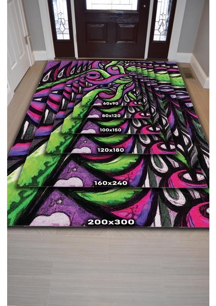 Soyut Graffiti Dokuma Tabanlı Yıkanabilir Dekoratif Graffiti Halısı