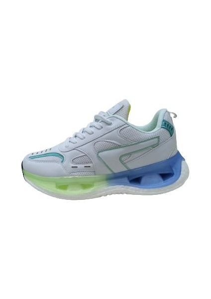 Beyaz Mavi Kadın Sneaker Spor Ayakkabı